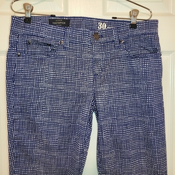 J. Crew Blue/White Checkered Toothpick Pants Sz 30 - Picture 2 of 10